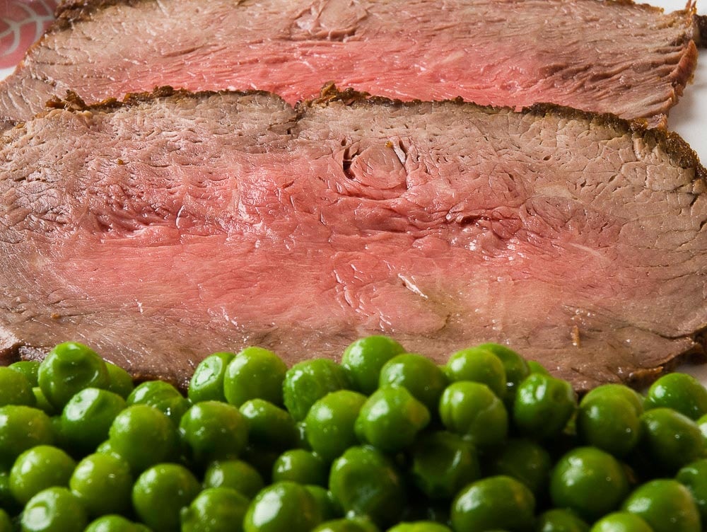 RoastBeef a la inglesa con guisantes a la menta